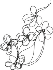 Abstract Line Art Floral Design Simple Black Flowers