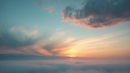 Experience the vibrant colors of sunset over a serene beach sky