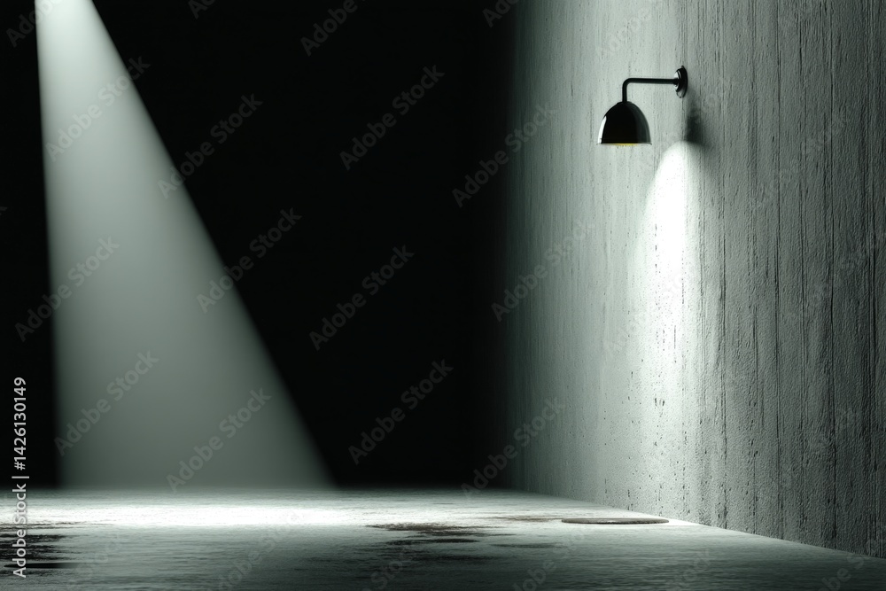 Aufkleber experimental lighting design showcases contrast and shadows in an empty room with a solitary light f