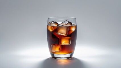 Ice-cold beverage in a glass with ice on a white background with clipping path