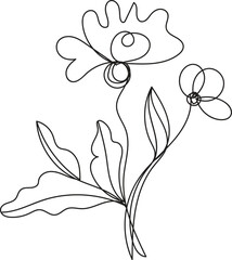 Abstract Line Art Floral Design Botanical Illustration