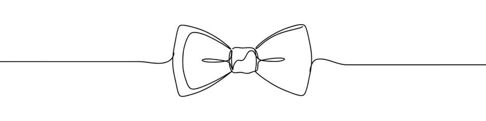 Bow tie continuous one line drawing. Ribbon knot symbol. Vector illustration.