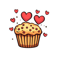 Delicious Muffin with Love Hearts - Sweet Bakery Treat Illustration