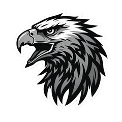 Obraz premium Roaring Bird Head Silhouette Logo – Minimalist Vector, Bold Black on White