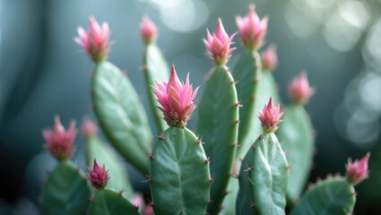 Obraz premium The beautiful pink blooms of the Decembrist cactus. Decorative pink flowers and flower buds.