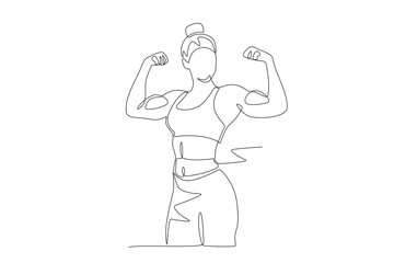 Woman bodybuilder concept one-line drawing