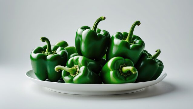 Fresh green bell pepper on white background