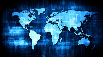 Obraz premium Global network connection, digital world map, data flow, technology background, website header