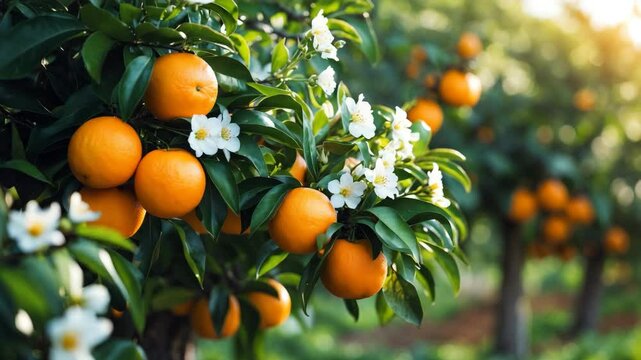 Fruit and Blossom Bearing Trees in a Plantation