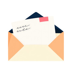 Open Envelope with Blank Letter and Colorful Design Elements
