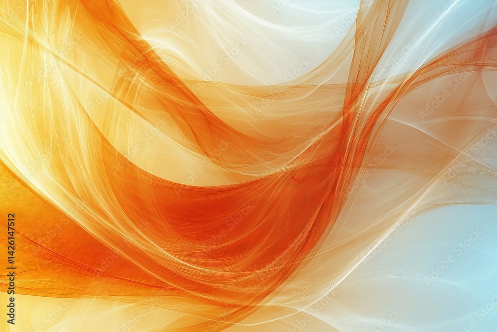 Poster Vibrant flowing abstract patterns in orange and blue hues creating a captivating visual experience