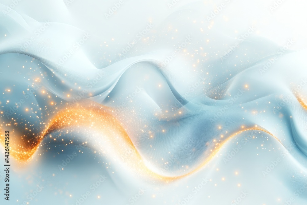 Poster Fluid shapes and shimmering sparks create an ethereal abstract design in soft colors