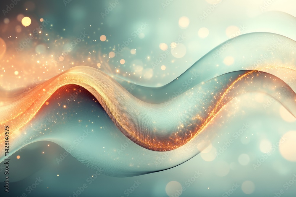 Poster Colorful abstract waves create a mesmerizing visual effect that captivates the viewer's attention in a dreamlike atmosphere