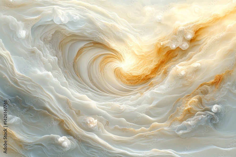 Poster Swirling clouds and light create a mesmerizing abstract composition in warm tones