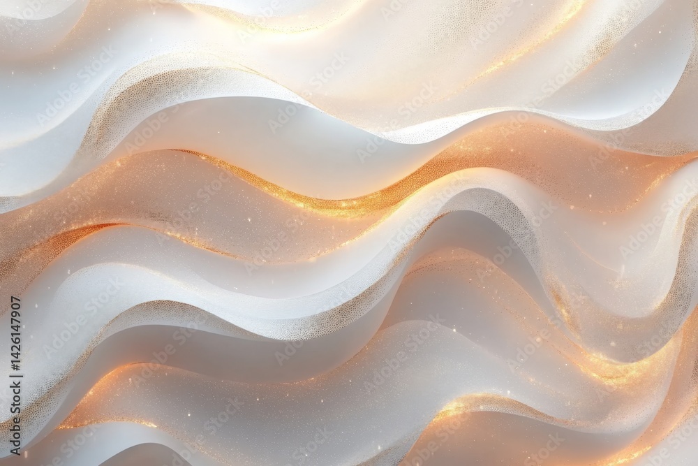 Poster Wavy abstract design with soft colors and luminous highlights in a fluid motion pattern