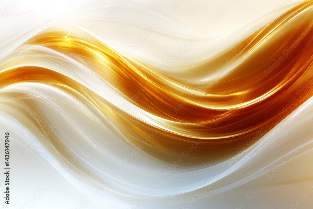 Poster Swirling golden and white patterns create a dynamic abstract design in a serene backdrop