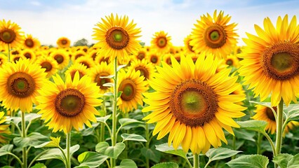 Obraz premium Sunflowers in Agricultural Field, Urban Exploration Photography, Rural Landscape, Golden Blooms, Summer Harvest