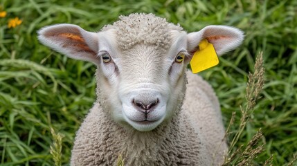 Obraz premium Sheep grazing pasture field farm animal agriculture