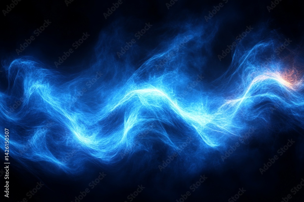 Aufkleber abstract blue wave of light and energy flowing dynamically against a dark background