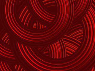 Abstract red glowing geometric lines on dark red background. Modern shiny red circle lines pattern. Futuristic technology concept, perfect for covers, posters, banners, brochures, websites, etc.
