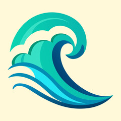 Abstract Wave Design with Various Shades of Blue and Teal Colors
