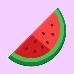 Illustration of a Watermelon Slice with Seeds on a Pastel Background