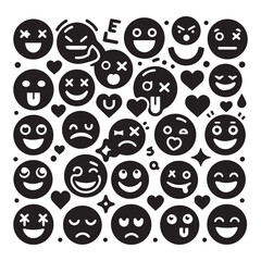 create emoji Silhouette Vector with white background