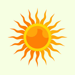 Stylized Summer Sun Illustration with Curvy Rays on Light Yellow Background