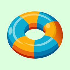 Obraz premium Stylized summer floatation device with alternating blue and orange color scheme