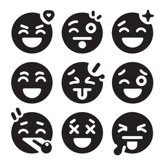 create emoji Silhouette Vector with white background