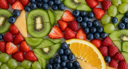 Obraz premium Colorful Assortment Of Fresh Sliced Fruits For Healthy Eating Concepts