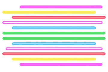 set of colored markers, set of neon colour lights, underline on transparent background 