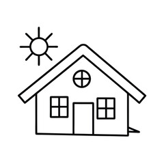 icon of an eco home with solar panel .