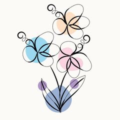 Abstract Floral Illustration with Pastel Colors and Swirls