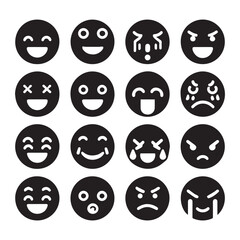 create emoji Silhouette Vector with white background