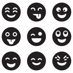 create emoji Silhouette Vector with white background