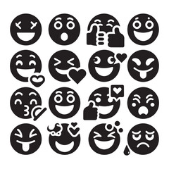 create emoji Silhouette Vector with white background