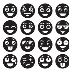 create emoji Silhouette Vector with white background