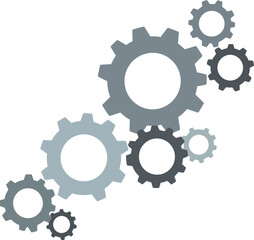 Mechanical gears interlocking system in grey tones vector illustration for industry and technology concepts 