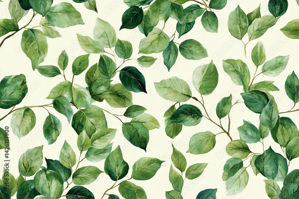 Aufkleber beautiful green leaves creating a vibrant pattern on a light background suitable for various decor s