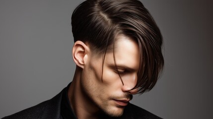 Fototapeta premium Side-Parted Wings Haircut for man