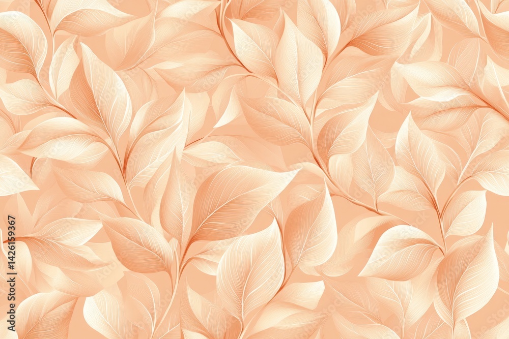 Fototapete soft peach tones of leaves create a calming pattern perfect for backgrounds or textiles in home deco