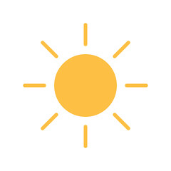 Sun icon with flat style. Minimalist and simple weather theme vector icon