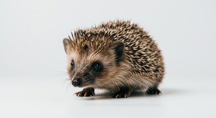 Fototapeta premium Cute Hedgehog Portrait Against White Background