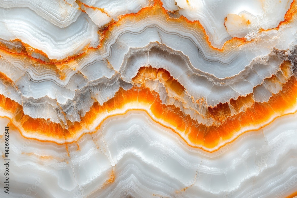 Aufkleber intricate patterns of orange and gray agate stone create a stunning natural design found in geologic