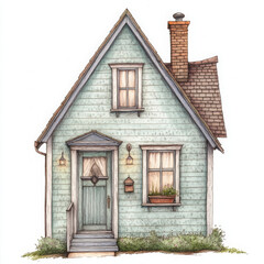 cozy city house with gabled roof, featuring small front porch and charming details