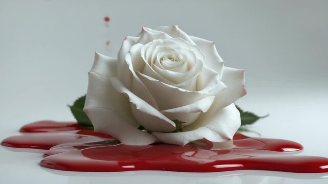 Red drifting away from a rose