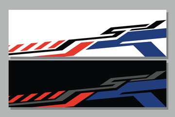 Car livery with geometric line shape, car wrap vector, Abstract line graphic design for wrapping vehicle in red color EPS 10