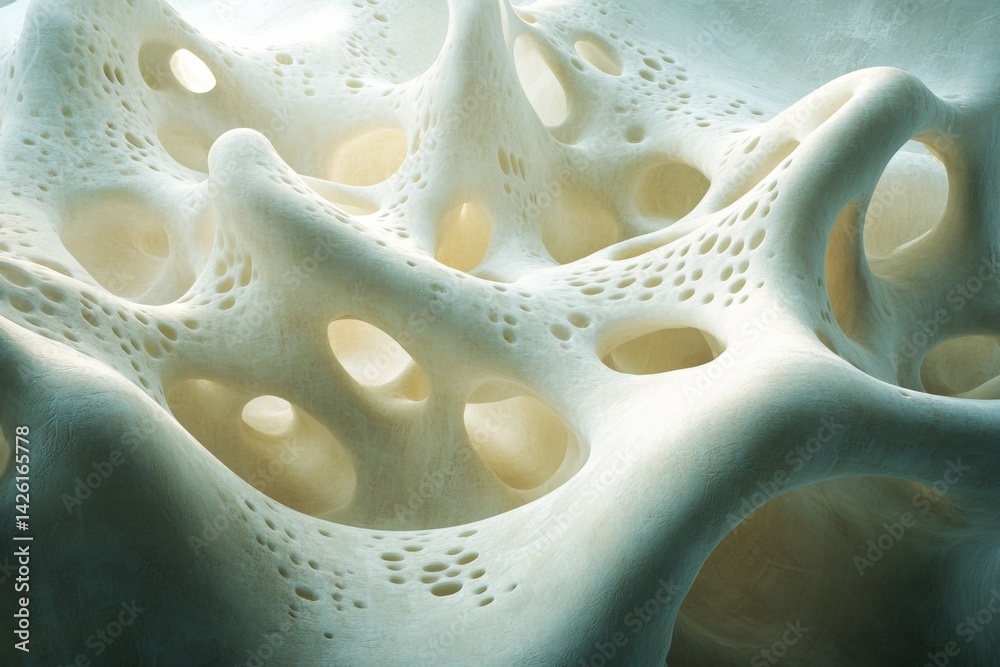 Aufkleber Intricate patterns of natural structures resembling bone or coral displayed in a soft light environment