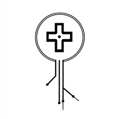 Fototapeta premium Digital healthcare symbol, futuristic design, white background, medical technology concept